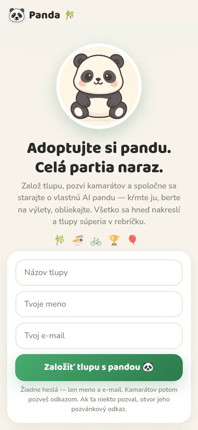 Panda – adoptujte si virtuálnu pandu s partiou